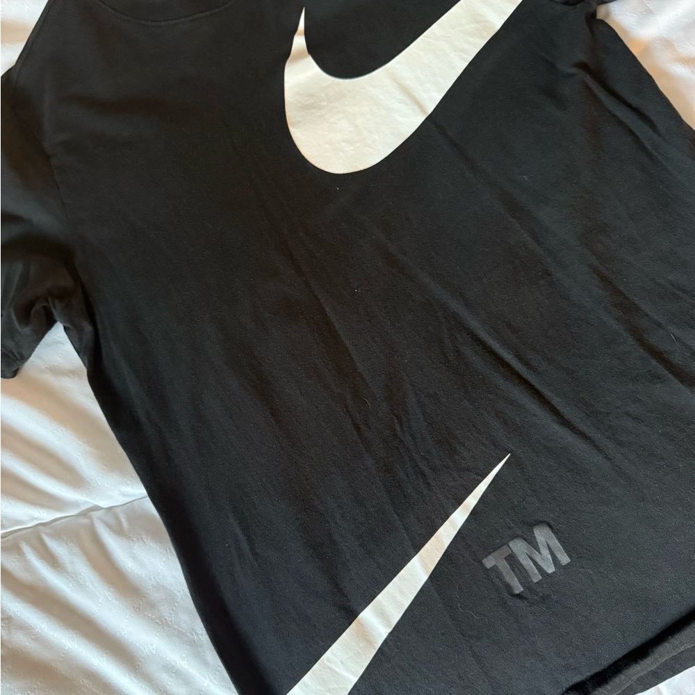 Nike Black Men's Short Sleeve Tee with White Swoosh